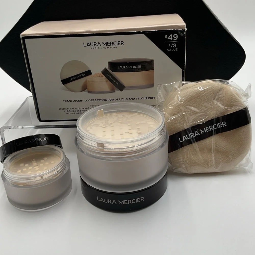 Laura Mercier Translucent Loose Setting Powder Duo & Velour Puff LE Discontinued